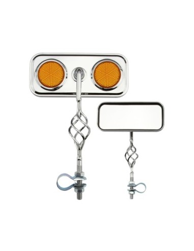 Rectangle Cage Mirror Chrome Amber Reflectors.